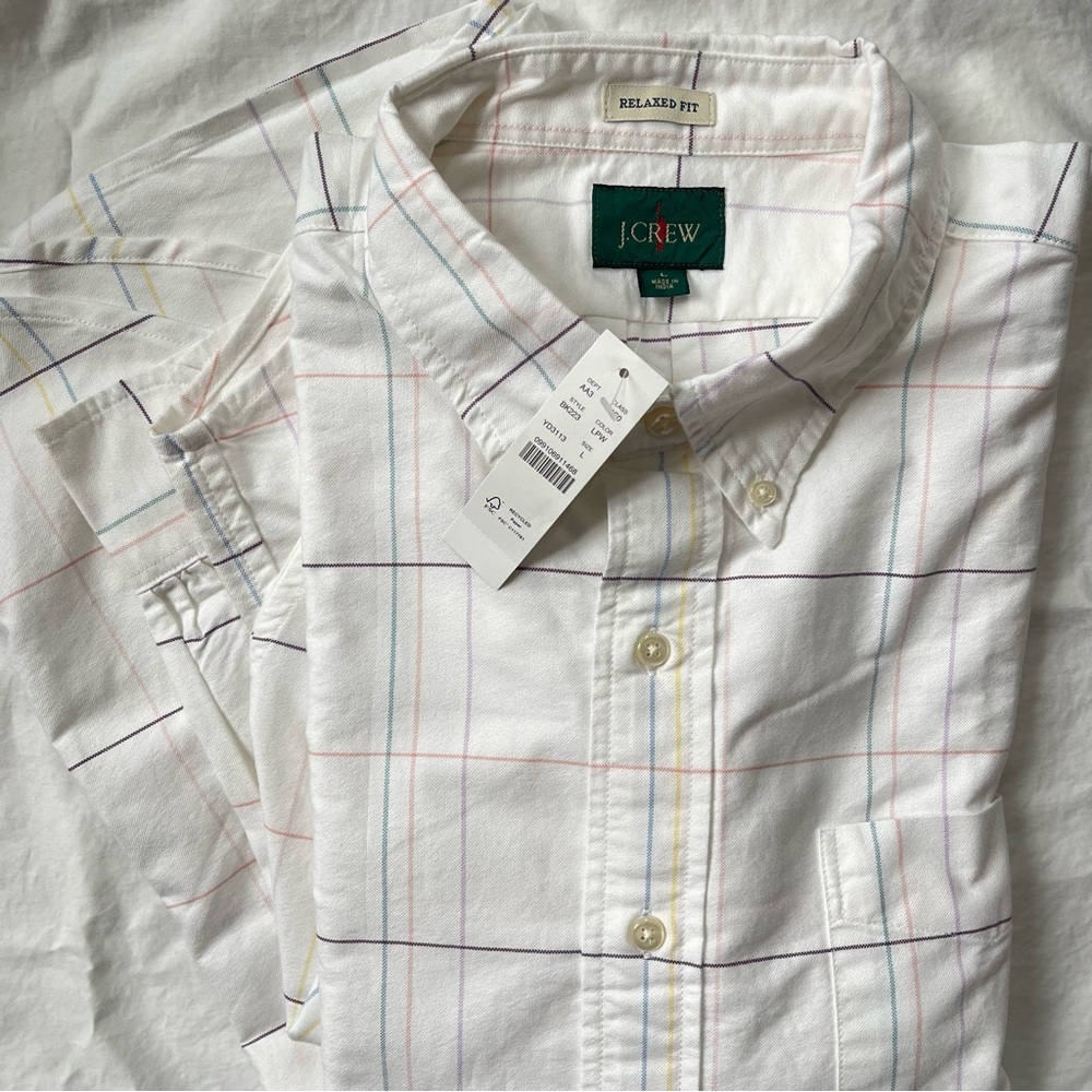 NWT Men’s J.Crew Relaxed Oxford Shirt Large - Picture 2 of 4